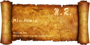 Miu Remig névjegykártya